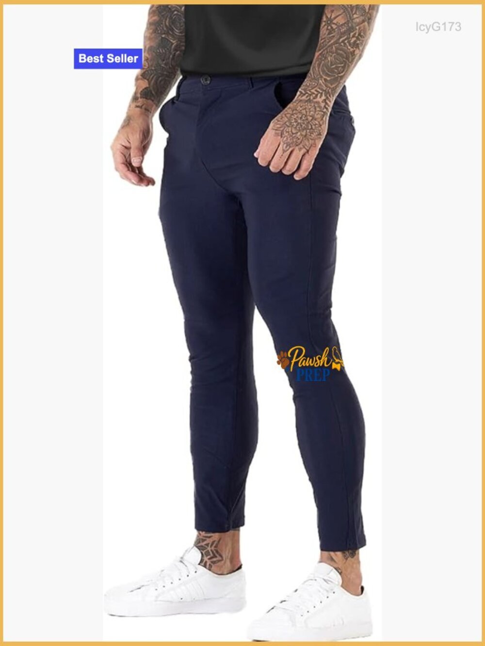 Mens Dress Pants Slim Fit Chino Stretch Formal Work Pants with Clean Cuff Hem